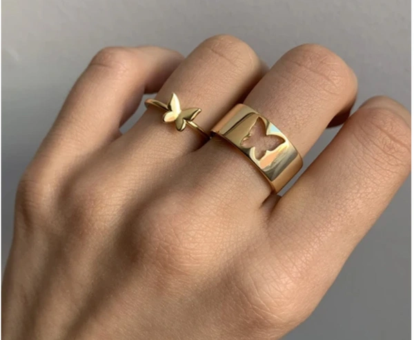 Couple ring set butterfly